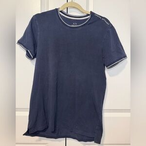 Armani Exchange A|X Men’s Slim Fit Navy Logo Shoulder Crewneck T-Shirt Size M